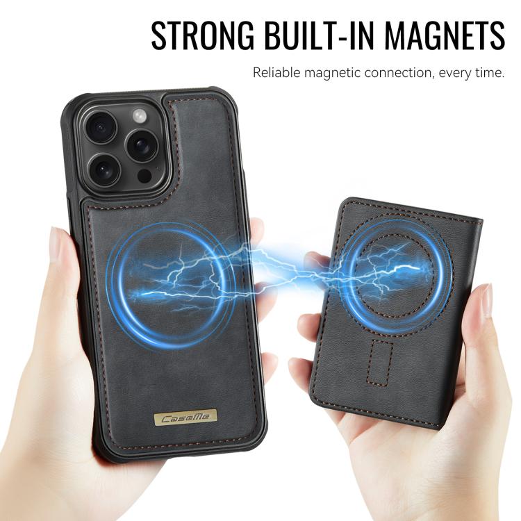 For iPhone 14 Pro CaseMe Me80 Series Detachable Wallet Magnetic RFID Vegan Leather Phone Case