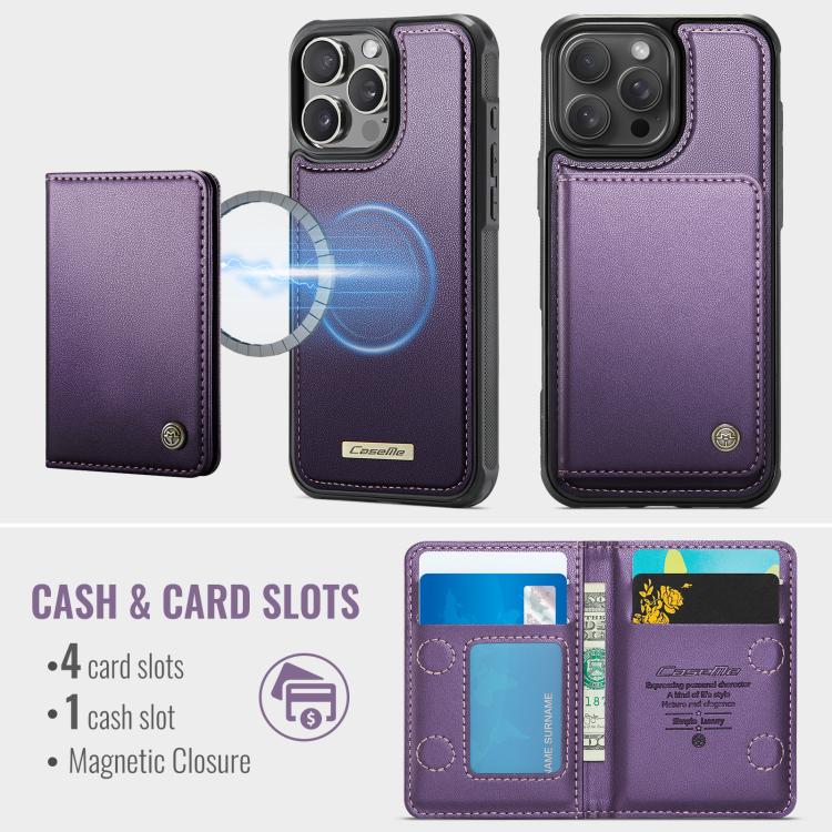 For iPhone 14 Pro CaseMe Me80 Series Detachable Wallet Magnetic RFID Vegan Leather Phone Case