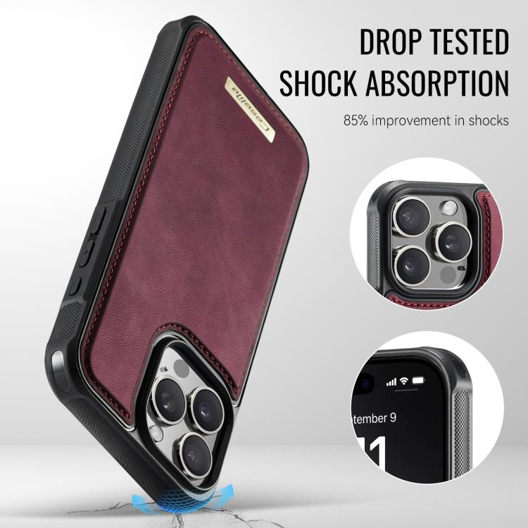 For iPhone 14 Pro Max CaseMe Me80 Series Detachable Wallet Magnetic RFID Vegan Leather Phone Case