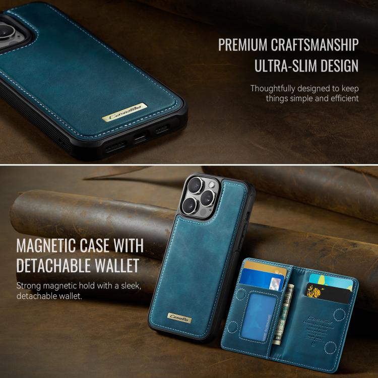 For iPhone 14 Pro Max CaseMe Me80 Series Detachable Wallet Magnetic RFID Vegan Leather Phone Case