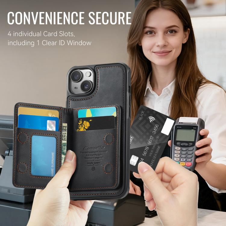 For iPhone 13 CaseMe Me80 Series Detachable Wallet Magnetic RFID Vegan Leather Phone Case