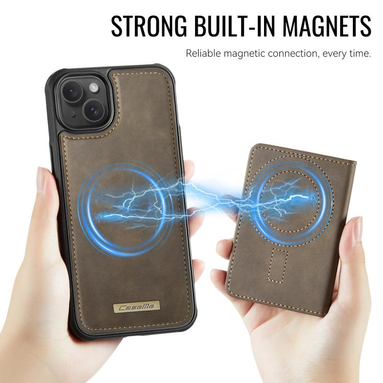 For iPhone 13 CaseMe Me80 Series Detachable Wallet Magnetic RFID Vegan Leather Phone Case