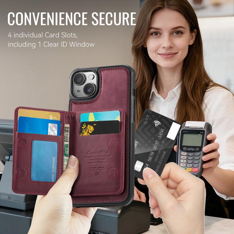 For iPhone 13 CaseMe Me80 Series Detachable Wallet Magnetic RFID Vegan Leather Phone Case