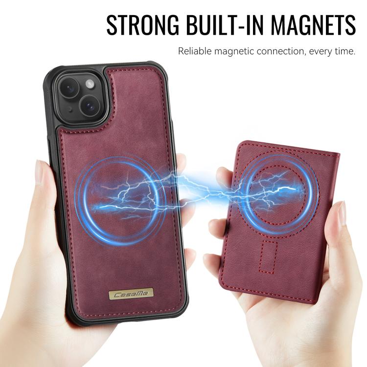 For iPhone 13 CaseMe Me80 Series Detachable Wallet Magnetic RFID Vegan Leather Phone Case