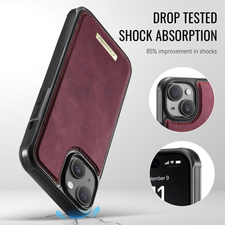 For iPhone 13 CaseMe Me80 Series Detachable Wallet Magnetic RFID Vegan Leather Phone Case