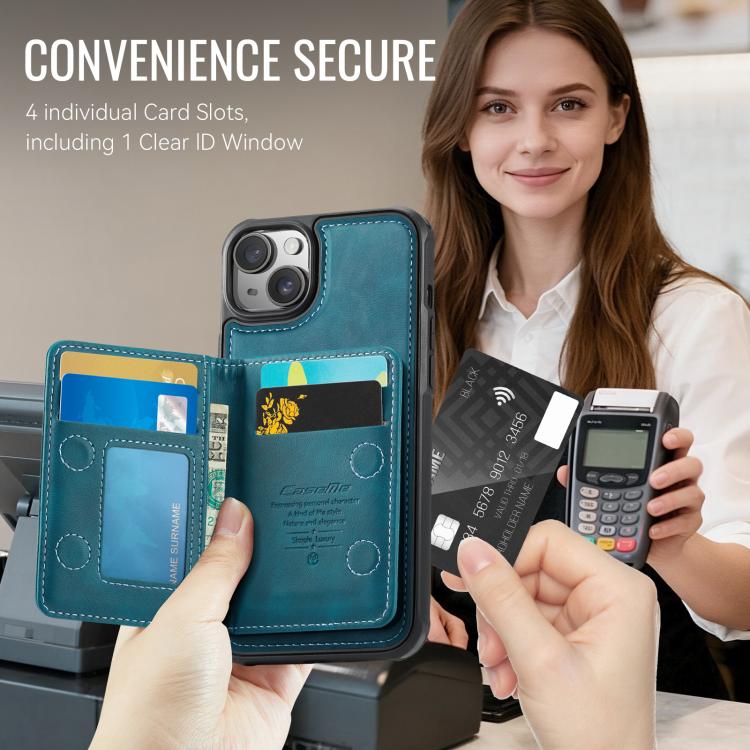 For iPhone 13 CaseMe Me80 Series Detachable Wallet Magnetic RFID Vegan Leather Phone Case
