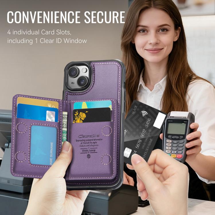 For iPhone 13 CaseMe Me80 Series Detachable Wallet Magnetic RFID Vegan Leather Phone Case