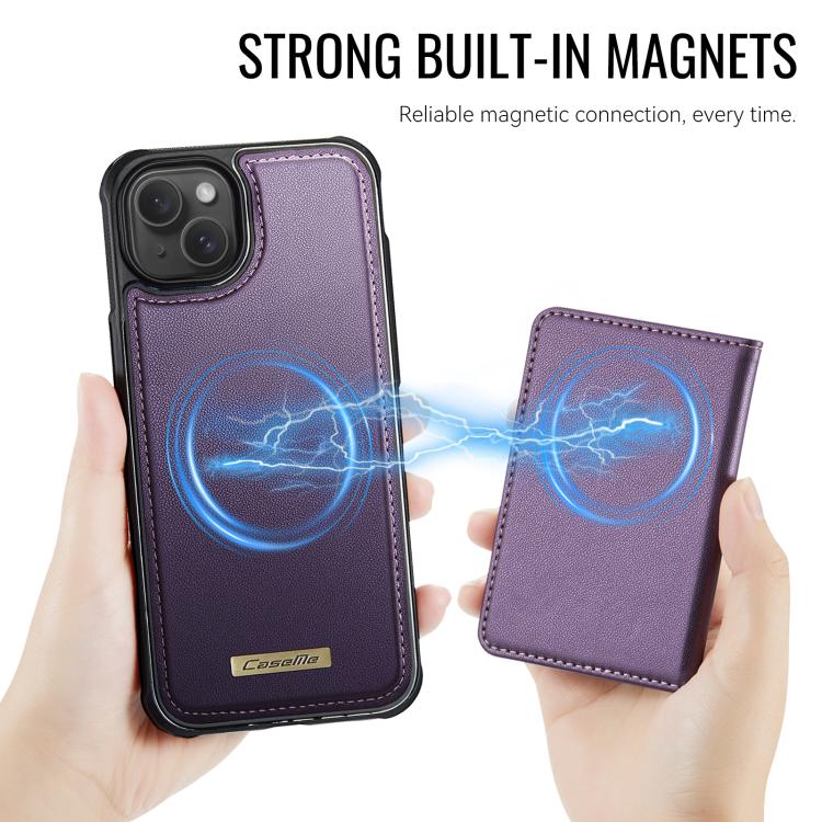 For iPhone 13 CaseMe Me80 Series Detachable Wallet Magnetic RFID Vegan Leather Phone Case