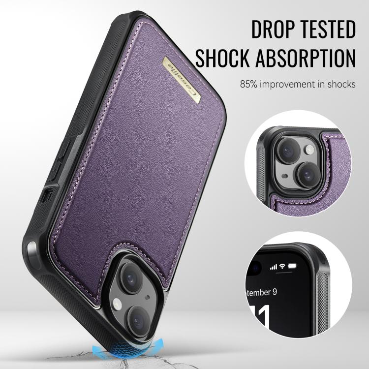 For iPhone 13 CaseMe Me80 Series Detachable Wallet Magnetic RFID Vegan Leather Phone Case