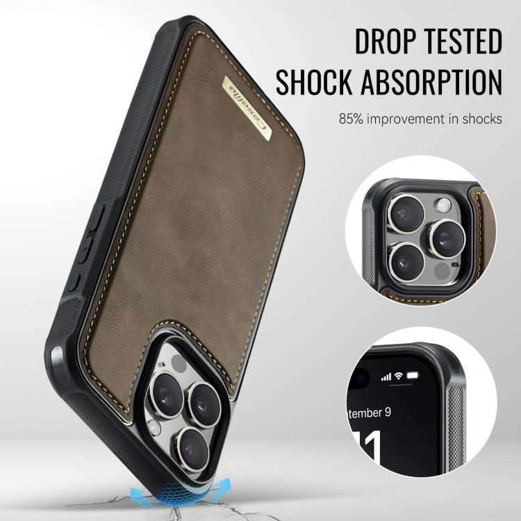For iPhone 13 Pro CaseMe Me80 Series Detachable Wallet Magnetic RFID Vegan Leather Phone Case