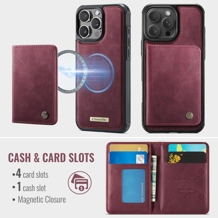 For iPhone 13 Pro CaseMe Me80 Series Detachable Wallet Magnetic RFID Vegan Leather Phone Case