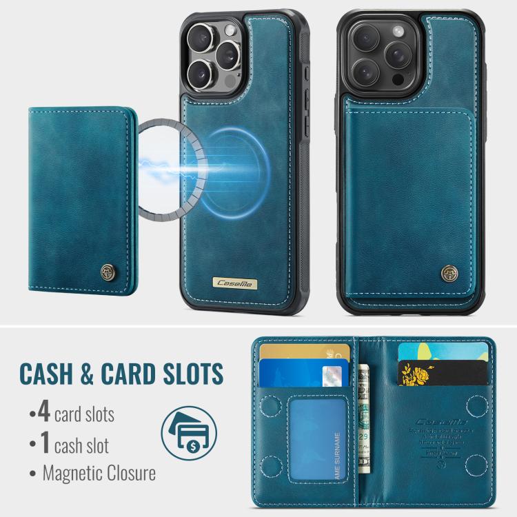 For iPhone 13 Pro CaseMe Me80 Series Detachable Wallet Magnetic RFID Vegan Leather Phone Case