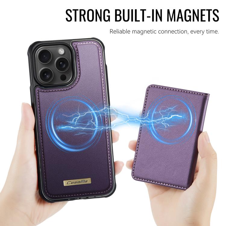 For iPhone 13 Pro CaseMe Me80 Series Detachable Wallet Magnetic RFID Vegan Leather Phone Case