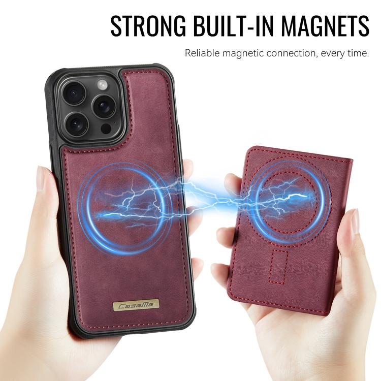 For iPhone 13 Pro Max CaseMe Me80 Series Detachable Wallet Magnetic RFID Vegan Leather Phone Case