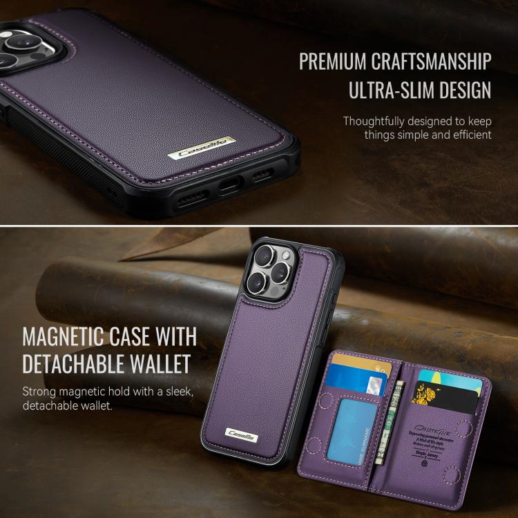 For iPhone 12 / 12 Pro CaseMe Me80 Series Detachable Wallet Magnetic RFID Vegan Leather Phone Case
