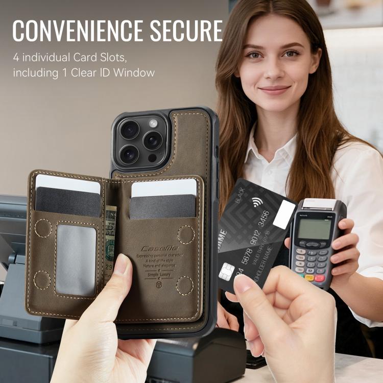 For iPhone 12 Pro Max CaseMe Me80 Series Detachable Wallet Magnetic RFID Vegan Leather Phone Case