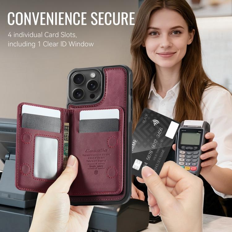 For iPhone 12 Pro Max CaseMe Me80 Series Detachable Wallet Magnetic RFID Vegan Leather Phone Case