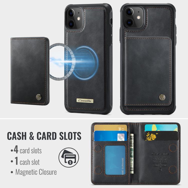 For iPhone 11 CaseMe Me80 Series Detachable Wallet Magnetic RFID Vegan Leather Phone Case