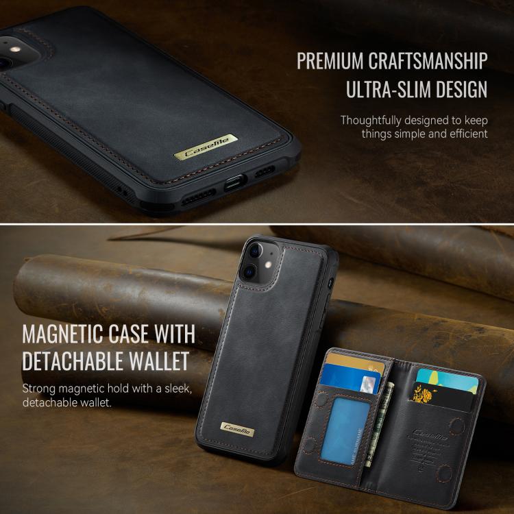 For iPhone 11 CaseMe Me80 Series Detachable Wallet Magnetic RFID Vegan Leather Phone Case