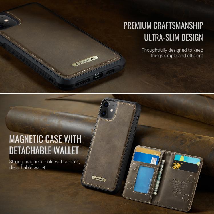 For iPhone 11 CaseMe Me80 Series Detachable Wallet Magnetic RFID Vegan Leather Phone Case