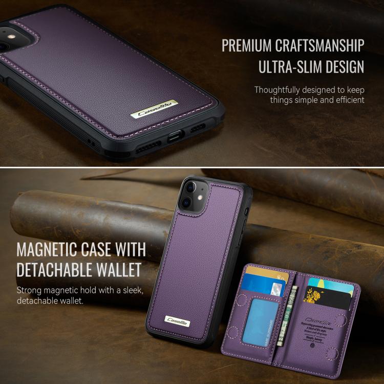 For iPhone 11 CaseMe Me80 Series Detachable Wallet Magnetic RFID Vegan Leather Phone Case