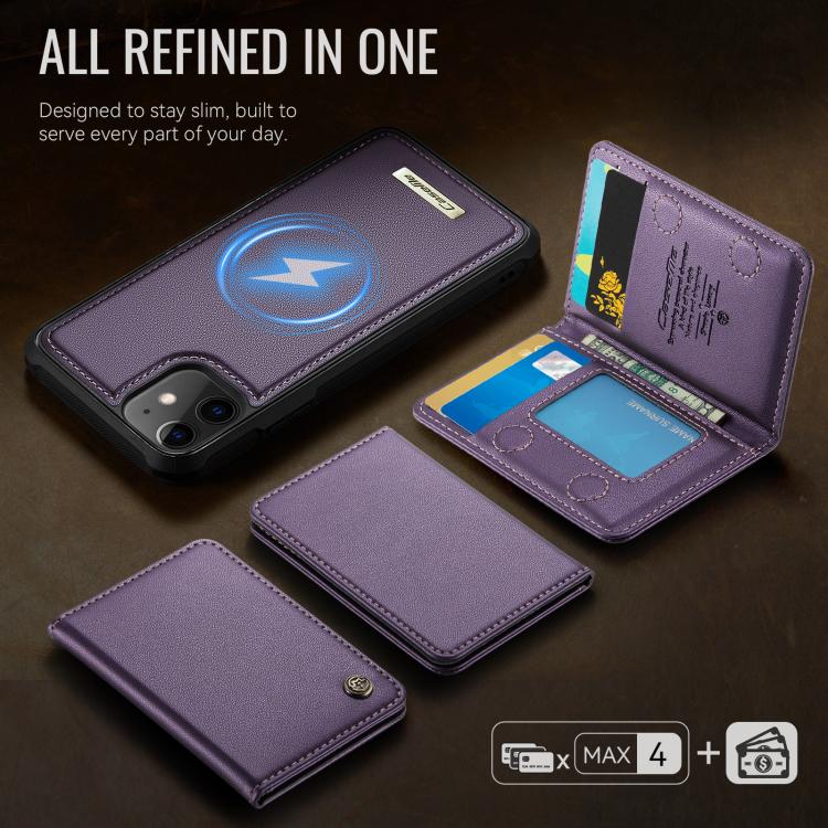 For iPhone 11 CaseMe Me80 Series Detachable Wallet Magnetic RFID Vegan Leather Phone Case
