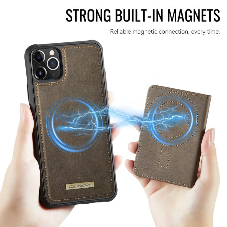 For iPhone 11 Pro CaseMe Me80 Series Detachable Wallet Magnetic RFID Vegan Leather Phone Case