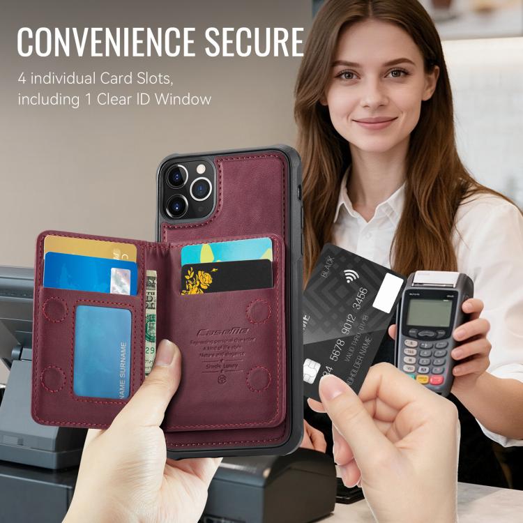 For iPhone 11 Pro CaseMe Me80 Series Detachable Wallet Magnetic RFID Vegan Leather Phone Case
