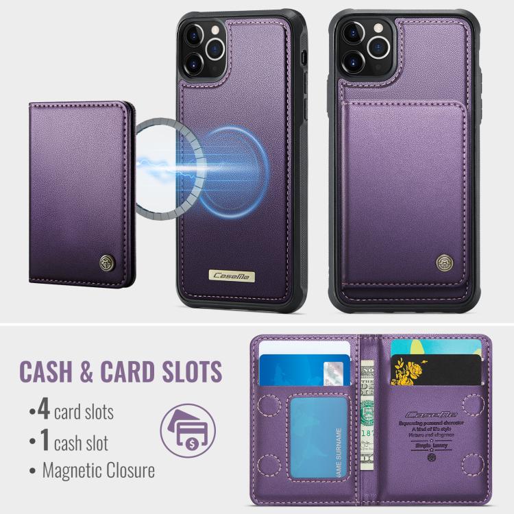 For iPhone 11 Pro CaseMe Me80 Series Detachable Wallet Magnetic RFID Vegan Leather Phone Case