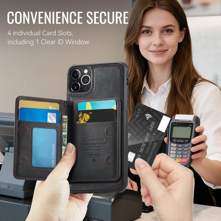 For iPhone 11 Pro Max CaseMe Me80 Series Detachable Wallet Magnetic RFID Vegan Leather Phone Case