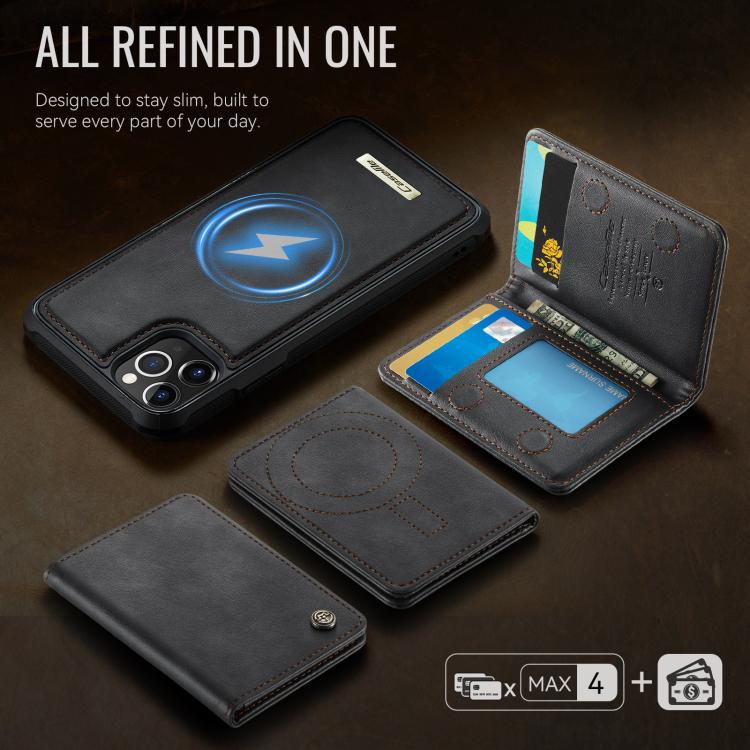 For iPhone 11 Pro Max CaseMe Me80 Series Detachable Wallet Magnetic RFID Vegan Leather Phone Case