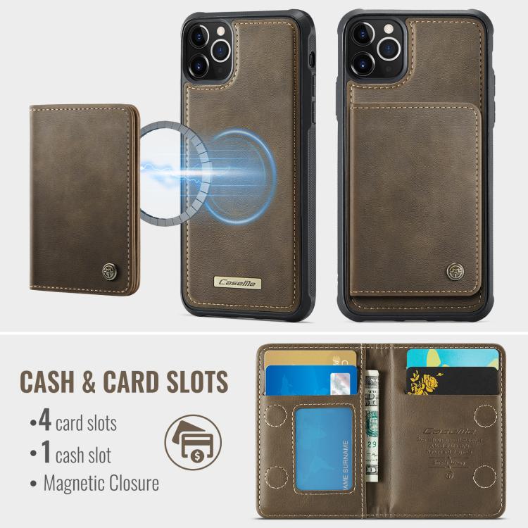 For iPhone 11 Pro Max CaseMe Me80 Series Detachable Wallet Magnetic RFID Vegan Leather Phone Case