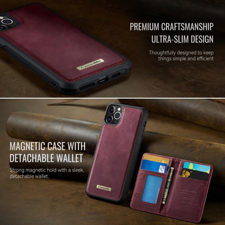 For iPhone 11 Pro Max CaseMe Me80 Series Detachable Wallet Magnetic RFID Vegan Leather Phone Case