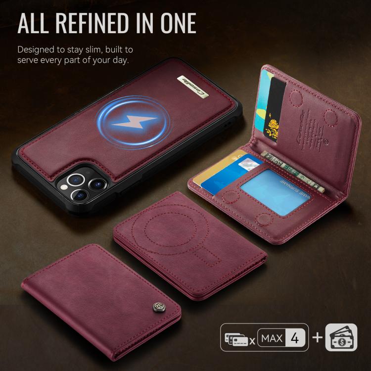 For iPhone 11 Pro Max CaseMe Me80 Series Detachable Wallet Magnetic RFID Vegan Leather Phone Case