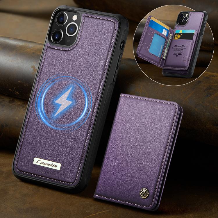 For iPhone 11 Pro Max CaseMe Me80 Series Detachable Wallet Magnetic RFID Vegan Leather Phone Case