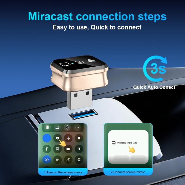 M70 For AirPlay / Miracast 4 in 1 Smart Screen Mirroring Adapter CarPlay / Android Auto Wired to Wireless