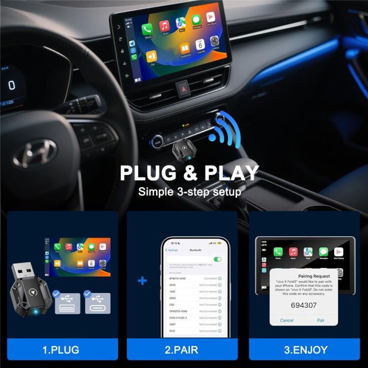 M36 CarPlay / Android Auto Wired to Wireless Converter 2 in 1 Ai Box Wireless Car Adapter