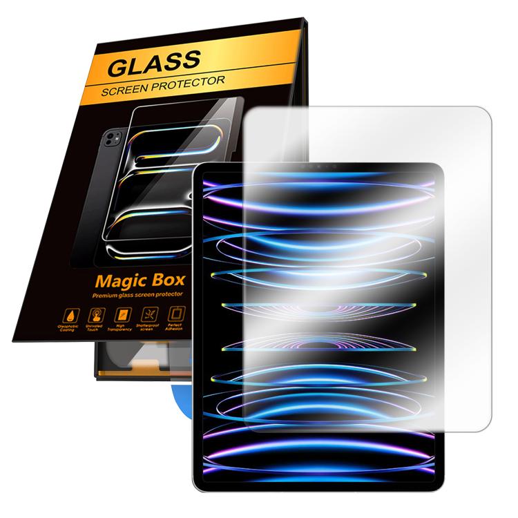 For iPad Pro 12.9 2022 / 2021 Easy Install Box Dust-Free HD Eye-Protection Tempered Glass Tablet Film