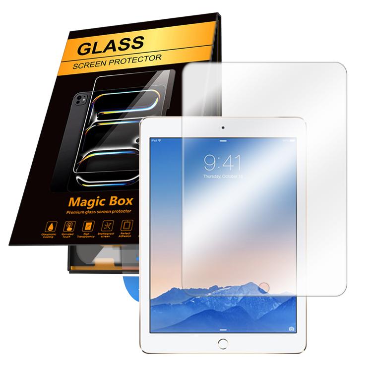 For iPad Air 2 / Air 1 Easy Install Box Dust-Free HD Eye-Protection Tempered Glass Tablet Film
