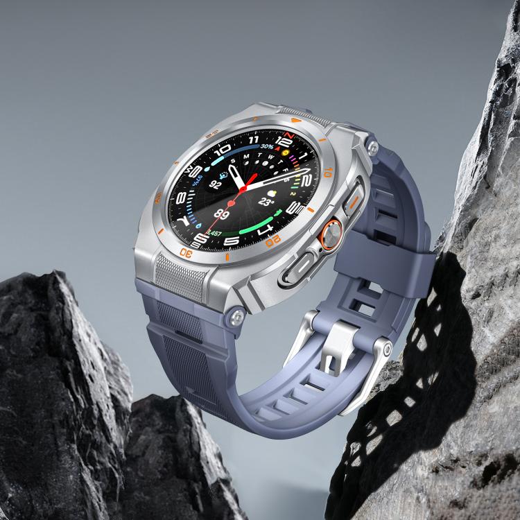 For Samsung Galaxy Watch Ultra / Ultra 2025 Vibrant Zinc Alloy Cover Integrated Silicone Watch Band