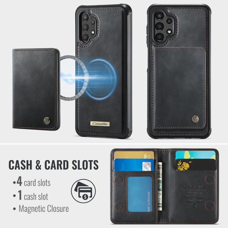 For Samsung Galaxy A13 / A04s CaseMe Me80 Series Detachable Wallet Magnetic RFID Vegan Leather Phone Case