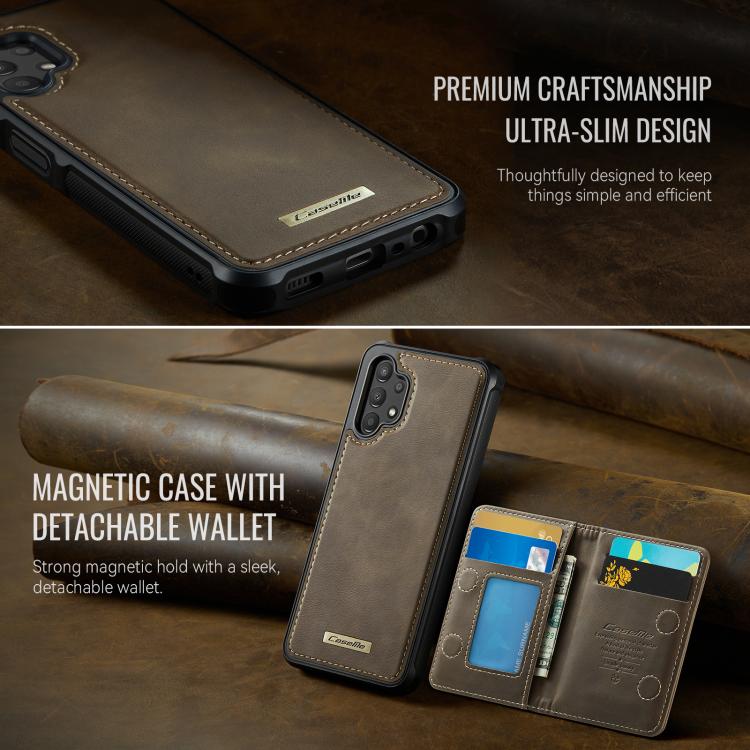 For Samsung Galaxy A13 / A04s CaseMe Me80 Series Detachable Wallet Magnetic RFID Vegan Leather Phone Case