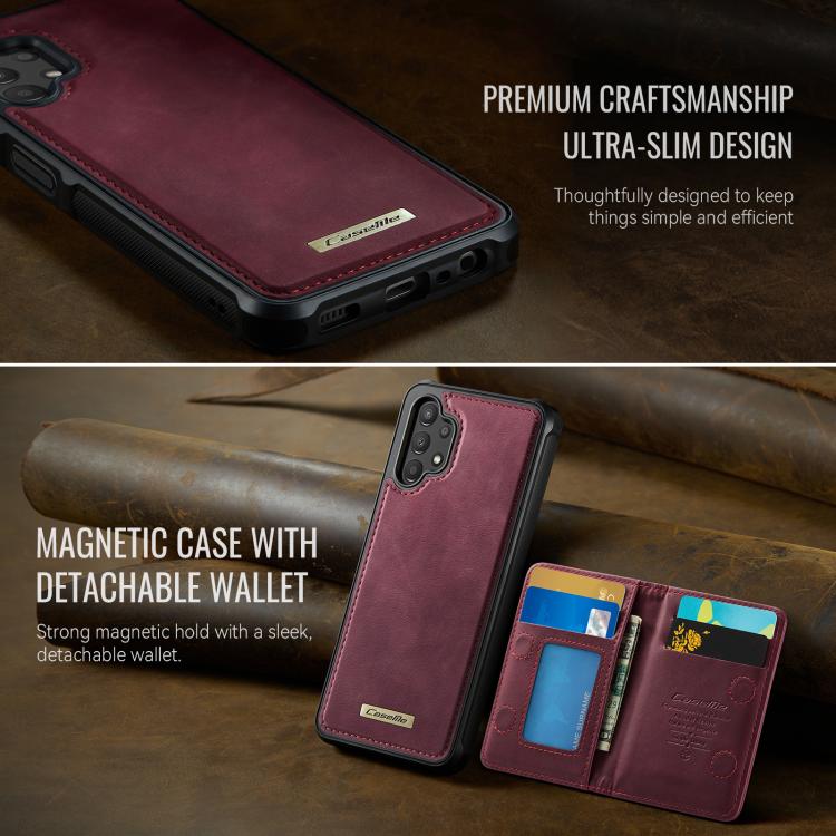 For Samsung Galaxy A13 / A04s CaseMe Me80 Series Detachable Wallet Magnetic RFID Vegan Leather Phone Case