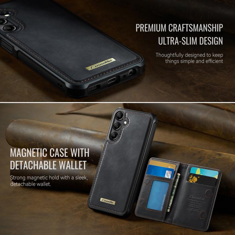 For Samsung Galaxy A14 / M44 5G CaseMe Me80 Series Detachable Wallet Magnetic RFID Vegan Leather Phone Case