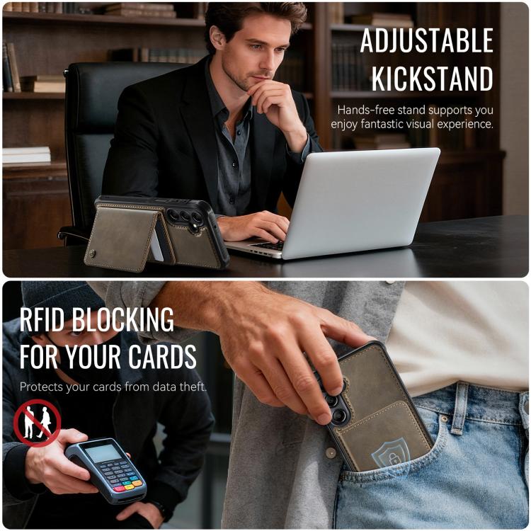 For Samsung Galaxy A14 / M44 5G CaseMe Me80 Series Detachable Wallet Magnetic RFID Vegan Leather Phone Case