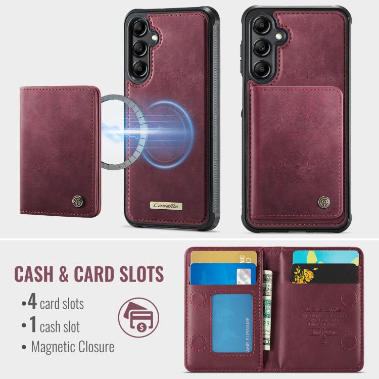 For Samsung Galaxy A14 / M44 5G CaseMe Me80 Series Detachable Wallet Magnetic RFID Vegan Leather Phone Case