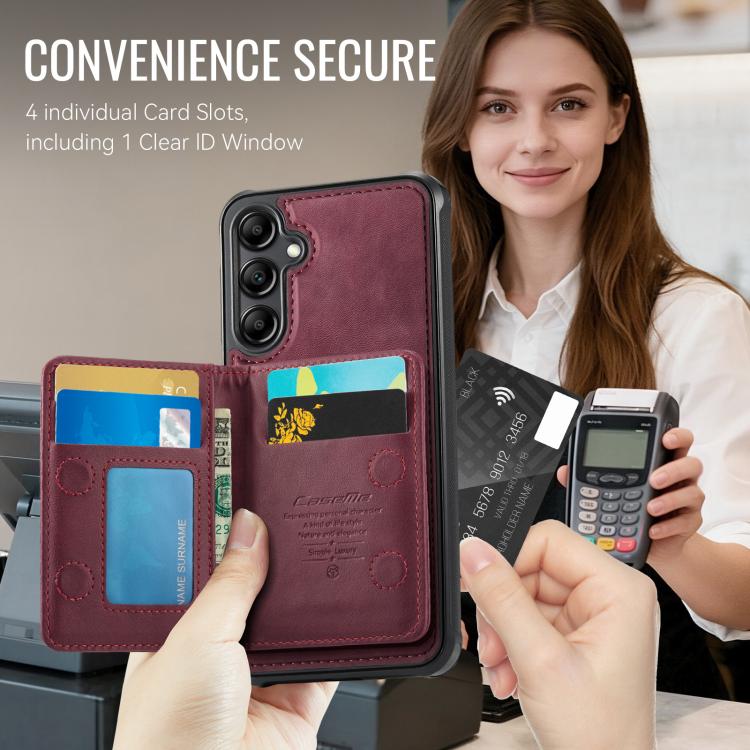 For Samsung Galaxy A14 / M44 5G CaseMe Me80 Series Detachable Wallet Magnetic RFID Vegan Leather Phone Case