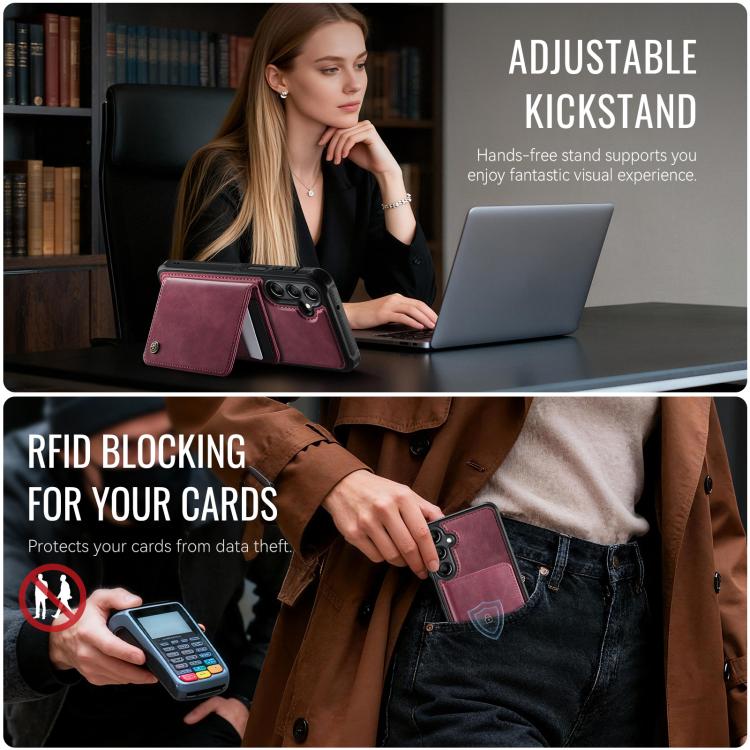 For Samsung Galaxy A14 / M44 5G CaseMe Me80 Series Detachable Wallet Magnetic RFID Vegan Leather Phone Case
