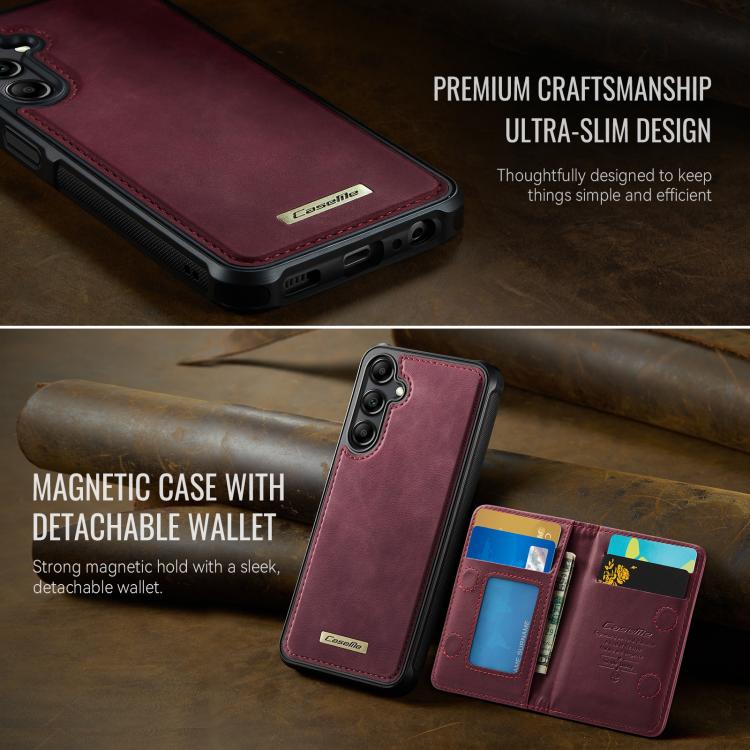 For Samsung Galaxy A14 / M44 5G CaseMe Me80 Series Detachable Wallet Magnetic RFID Vegan Leather Phone Case