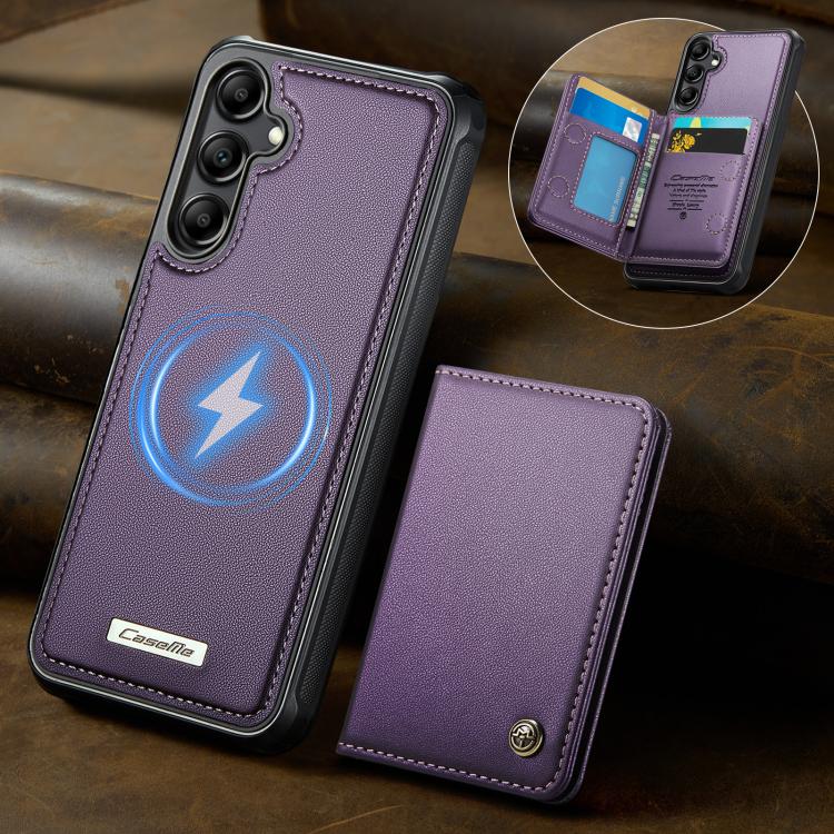 For Samsung Galaxy A14 / M44 5G CaseMe Me80 Series Detachable Wallet Magnetic RFID Vegan Leather Phone Case